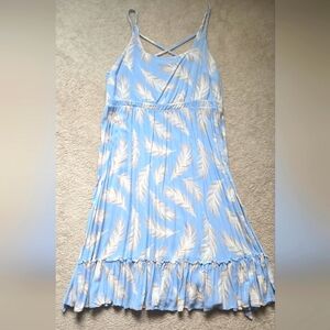 Torrid Light Blue Feather Print Challis Midi Dress Size 1X